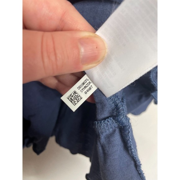 American Eagle Medium Slub Cropped Relaxed Cami Top Blue Ruffle Peplum Strappy - Picture 12 of 13